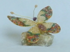 Schmetterling (± 10 cm) mit Karneol, Amethyst, Türkis,Bergkristall